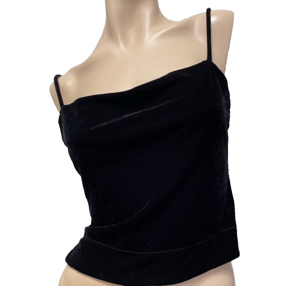 MAX Axazria Black Velvet Tank Top MEDIUM Stretchy Pull On
